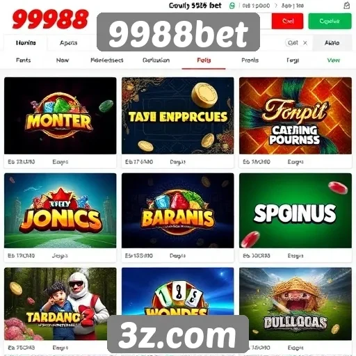 Variedade de jogos disponíveis na plataforma 9988bet